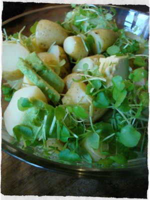 Potato salad with avocado and watercress